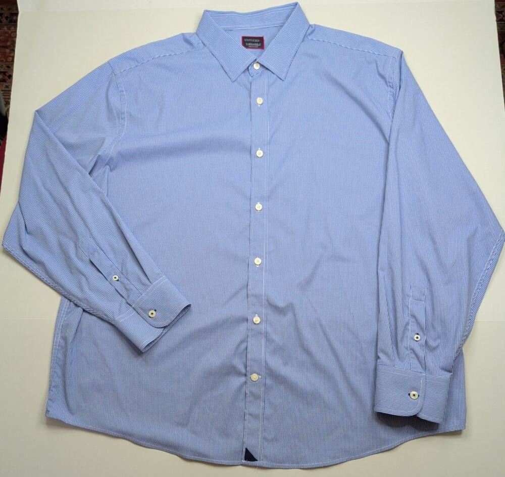 UNTUCKit Blue White Check Men's Dress Shirt Button Up Nylon Spandex Size XXXL